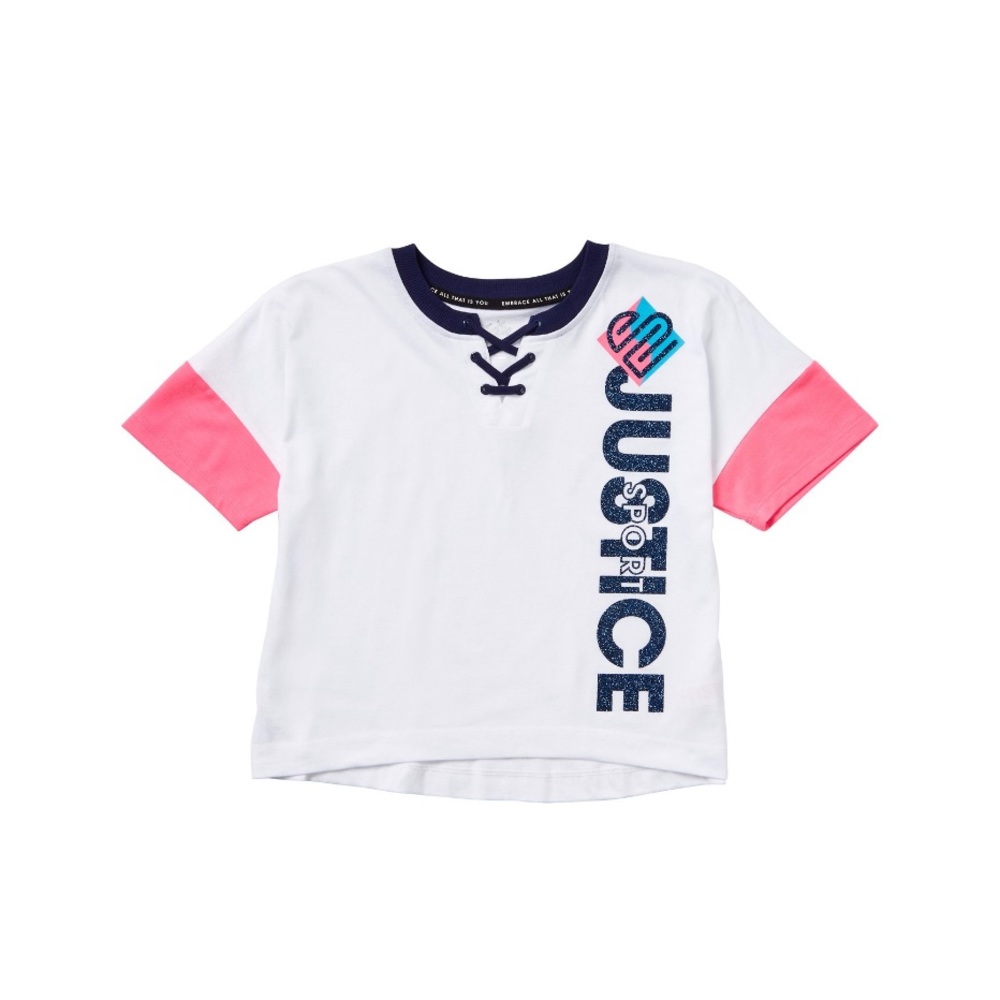 Justice Girls J-Sport Colorblock Lace-Up T-Shirt!